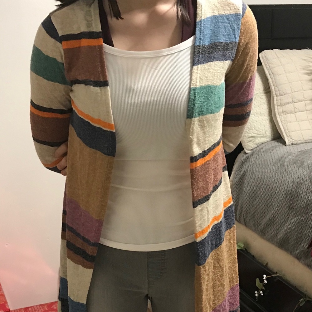 Colorful striped light weight cardigan